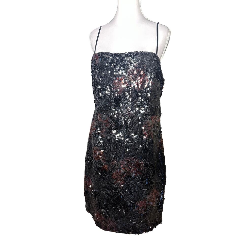Guess Large Sequin Black Burgundy Underlay NWT Semi Formal Holiday Party Dress